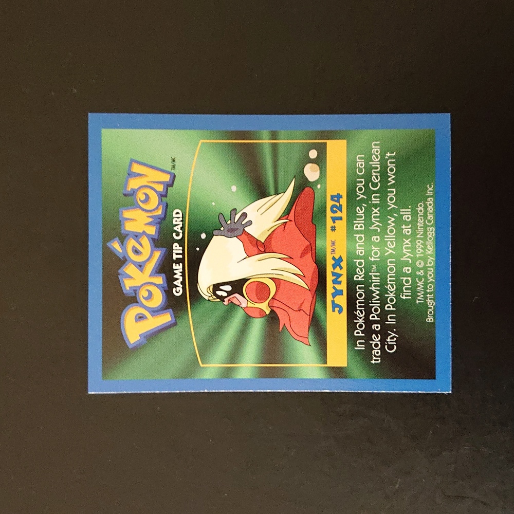 Pokemon Jynx Game Tip Card - Kelloggs Nintendo